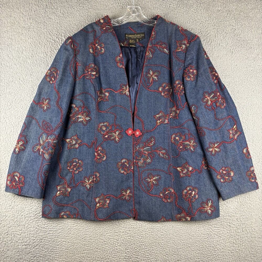 Dorinda Clark-Cole Denim Jacket Women’s Size 22 Floral Embroidered 1 Button